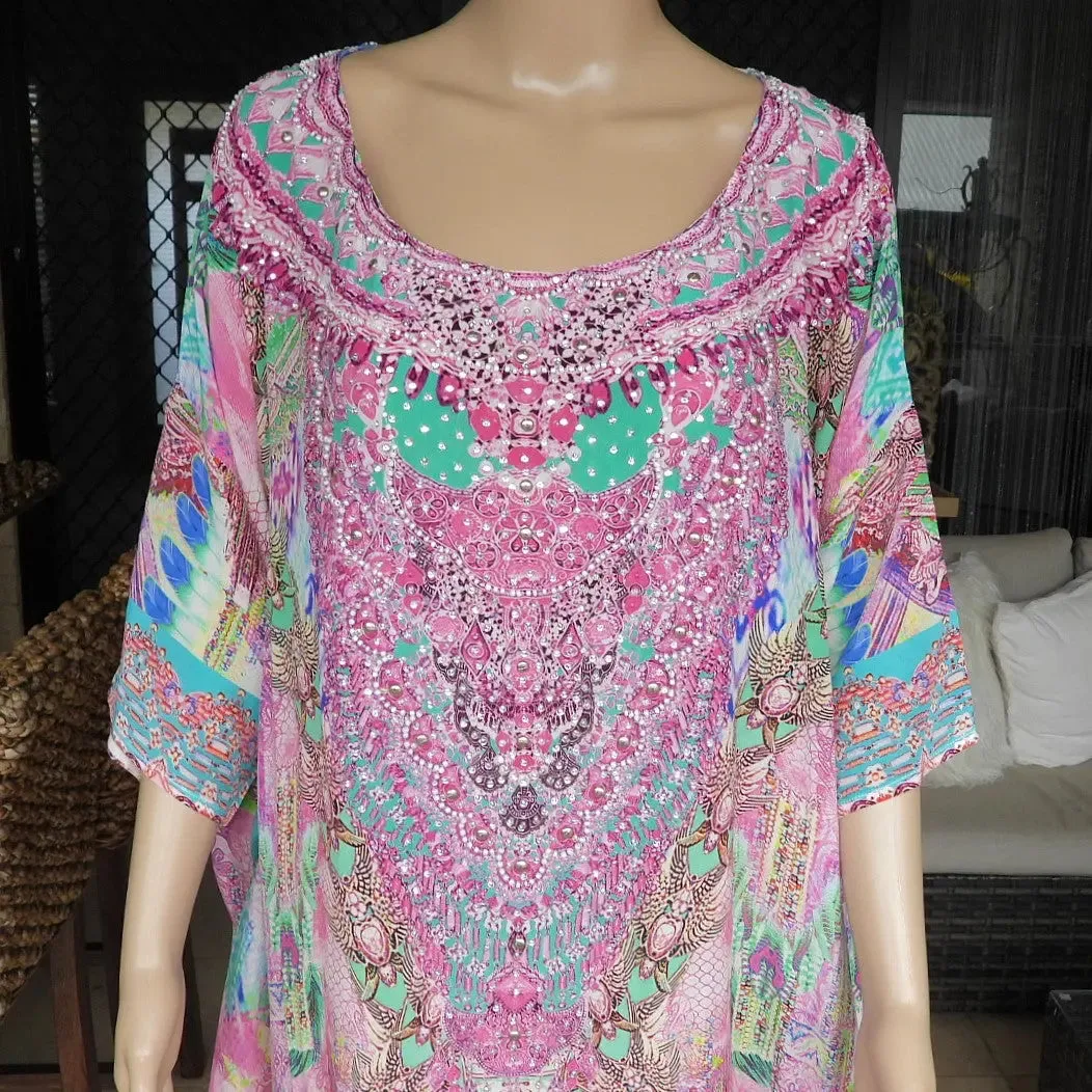 Batwing Silk Embellished Kaftan/Top