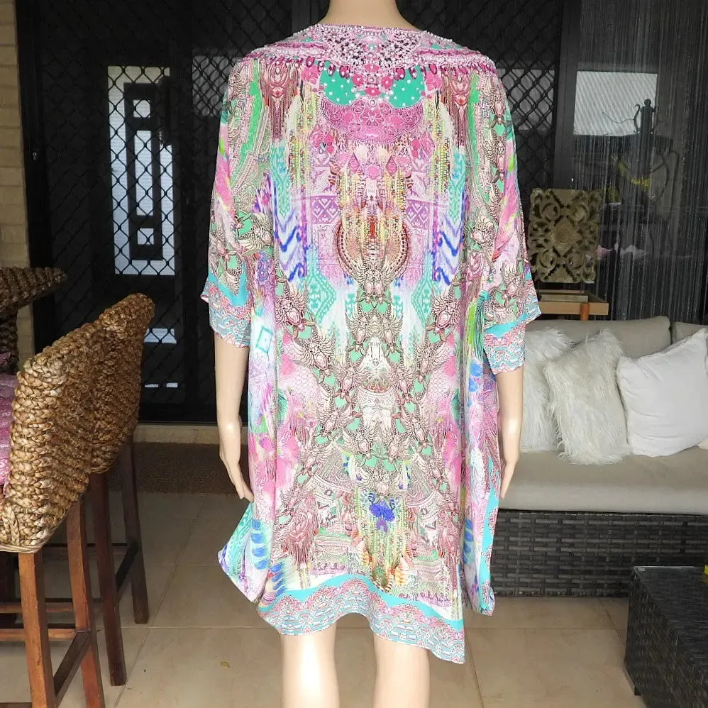 Batwing Silk Embellished Kaftan/Top