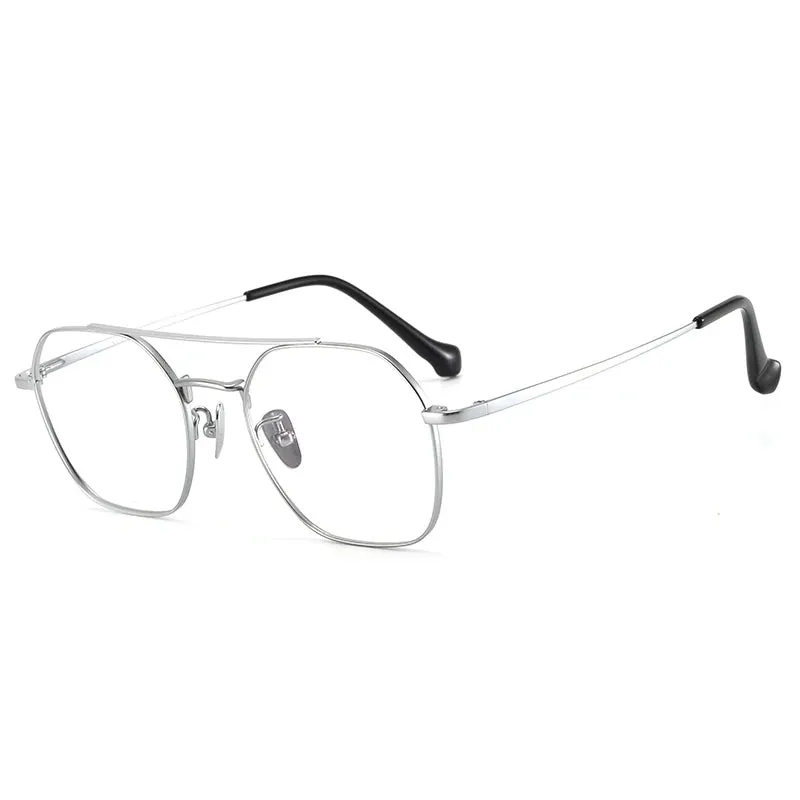 Bclear Unisex Full Rim Oval Titanium Double Bridge Eyeglasses 86677