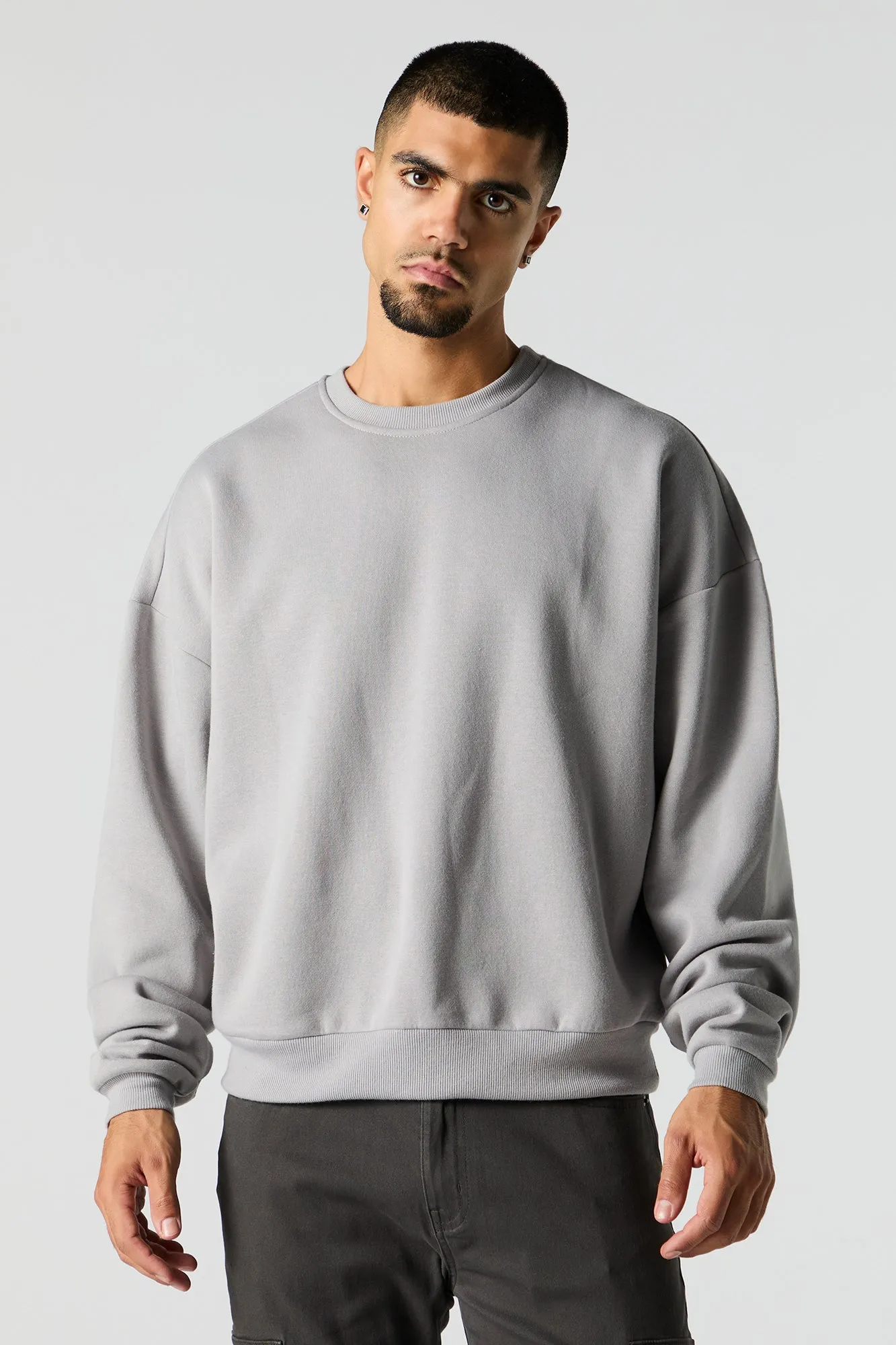 Boxy Crewneck Fleece Sweatshirt