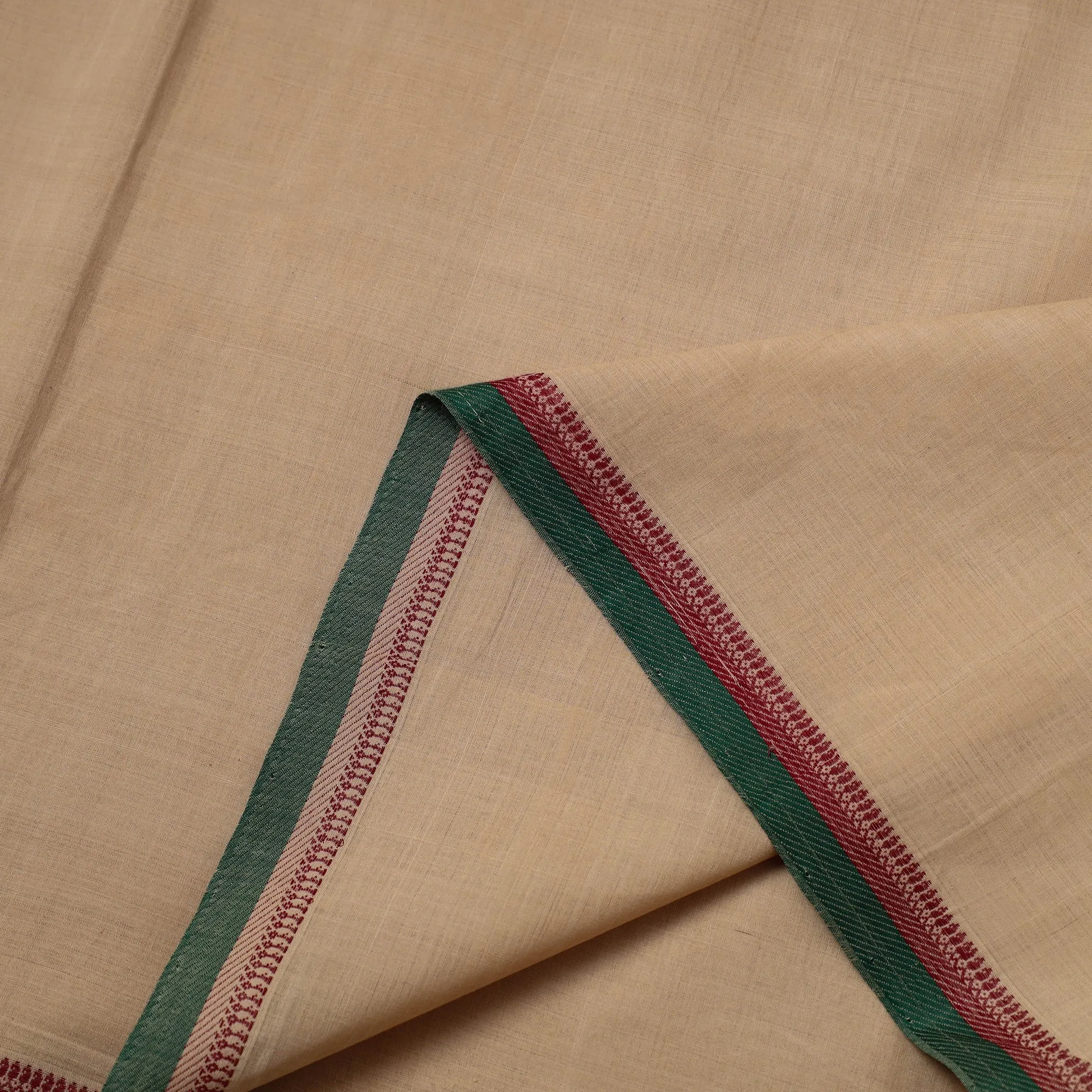 Brown - Handloom Mangalagiri Cotton Fabric with Thread Border 04