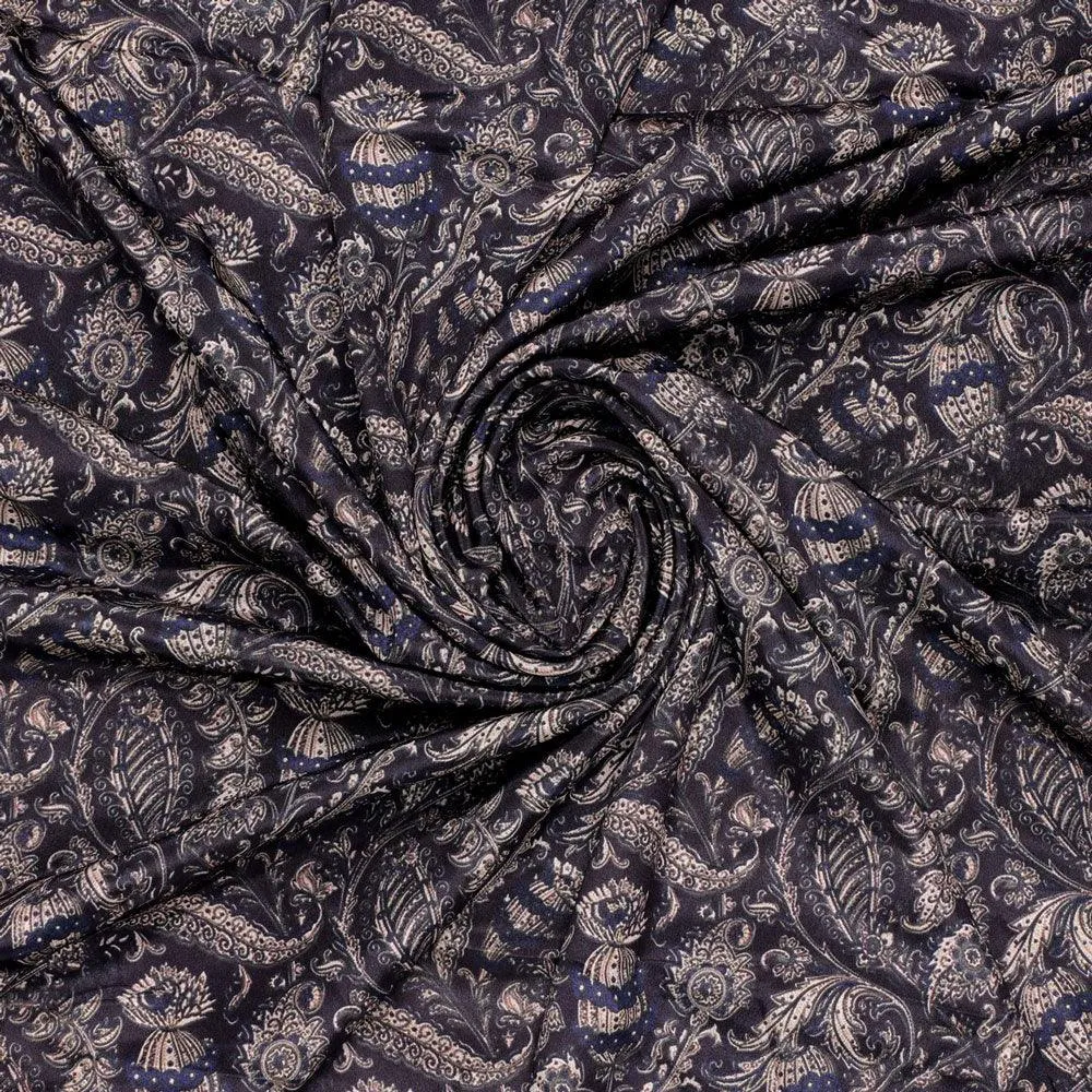 Brown Paisley Seamless Digital Printed Fabric