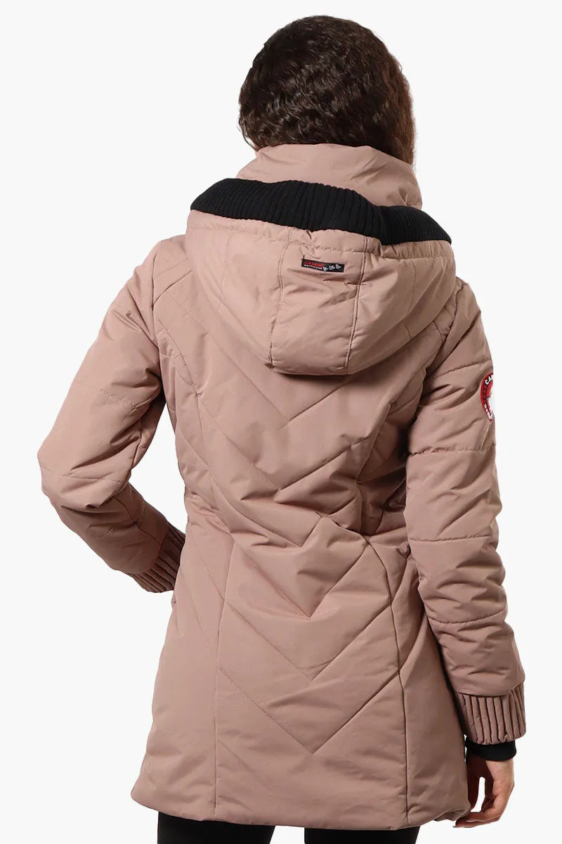 Canada Weather Gear Chevron Quilted Parka Jacket - Brown