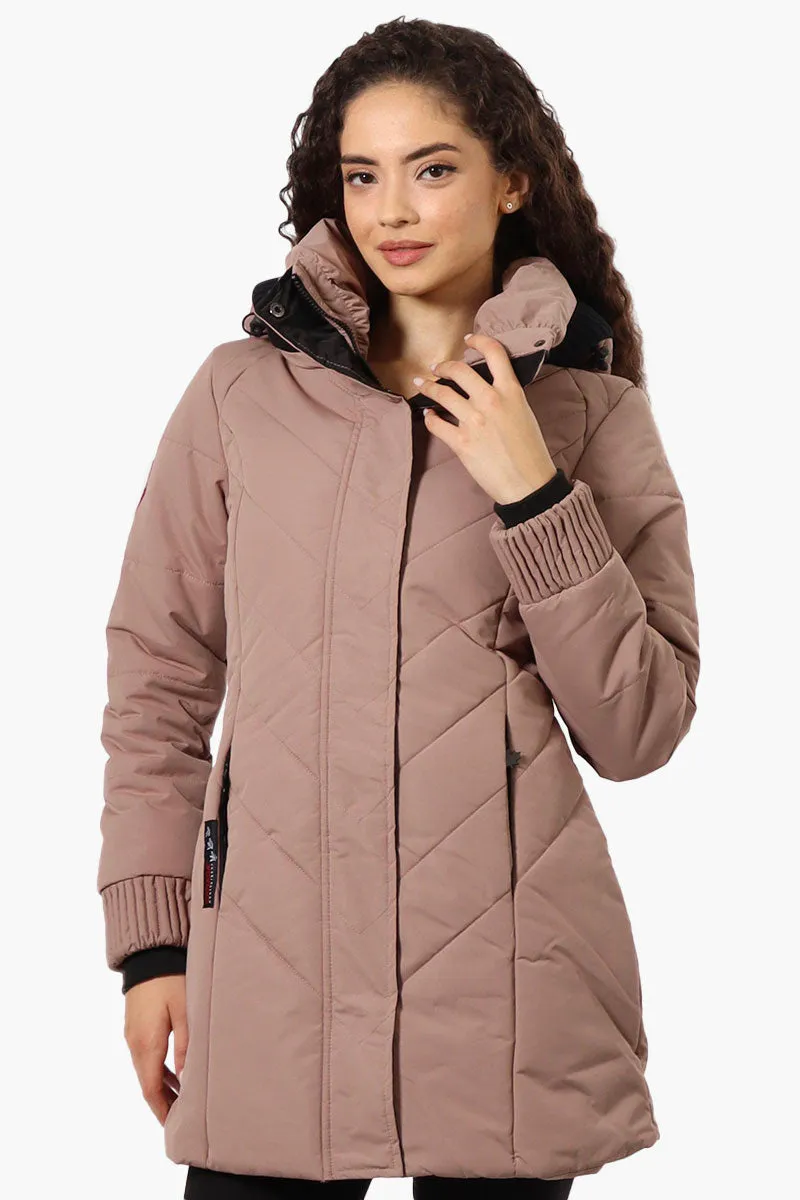 Canada Weather Gear Chevron Quilted Parka Jacket - Brown