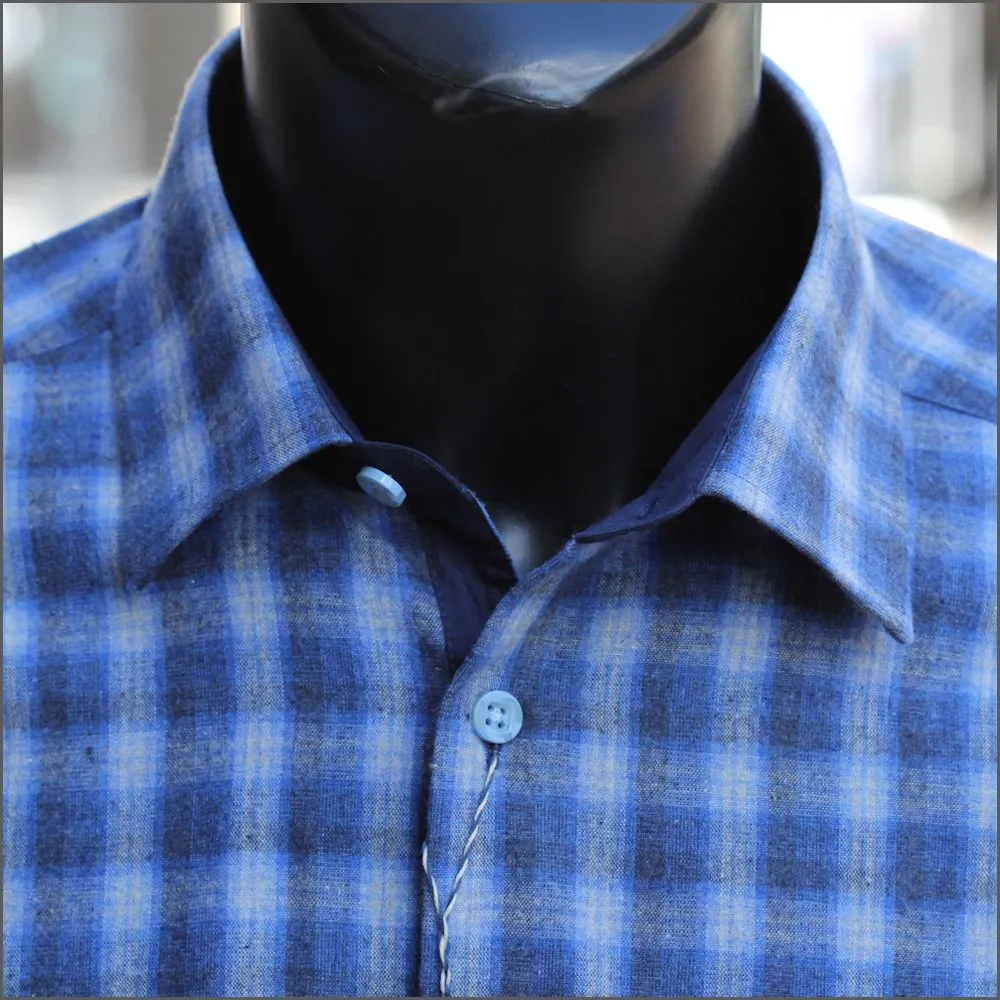 Drifter Giovanni Blue & Navy Checked Shirt^