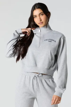 Embroidered Half Zip Fleece Sweatshirt