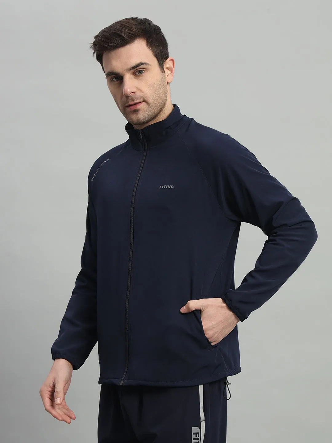 FITINC Sports Track Jacket for Men - Navy Blue