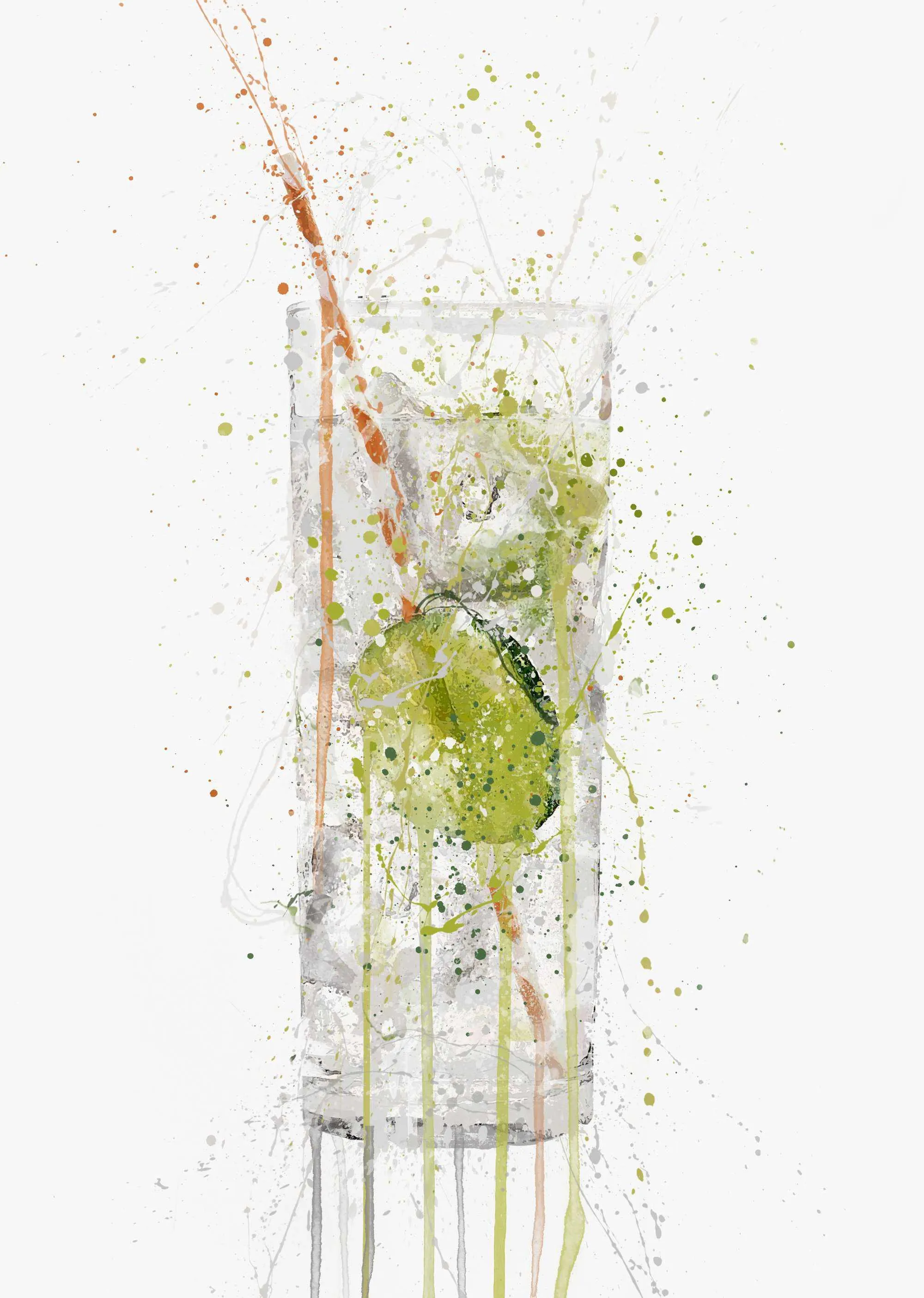 Gin and Tonic Glass 'Tall' Wall Art Print