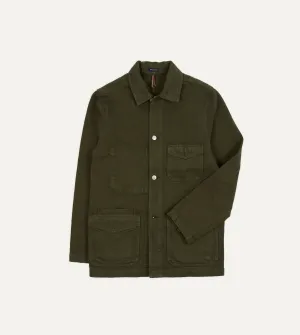 Green Heavy Twill Cotton Five-Pocket Chore Jacket