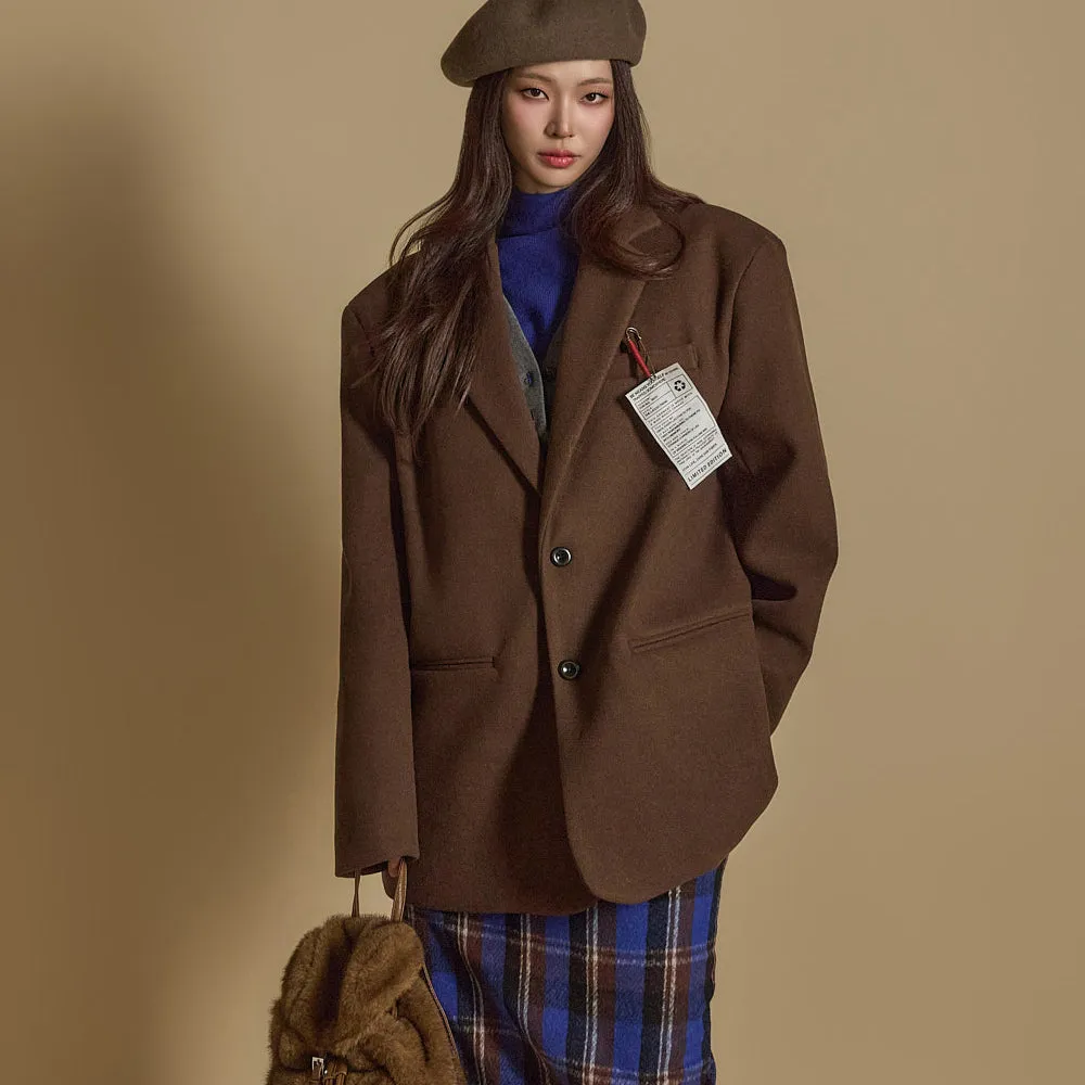 J2603 Wool Coat With Brooch