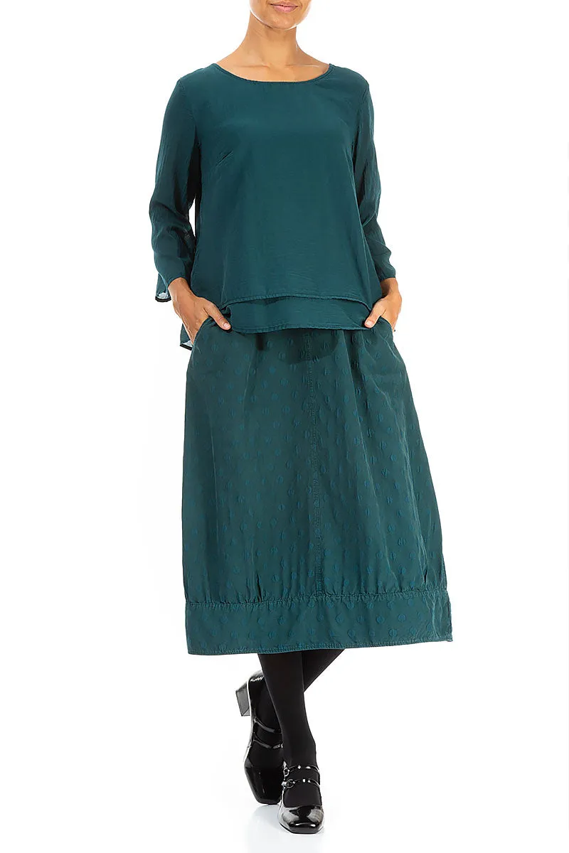 Layered Emerald Silk Cotton Blouse