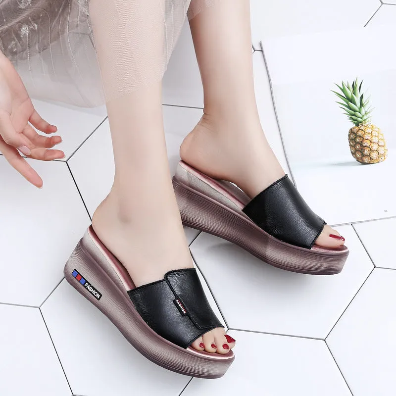 Leather platform sandals for women - Women's shoes