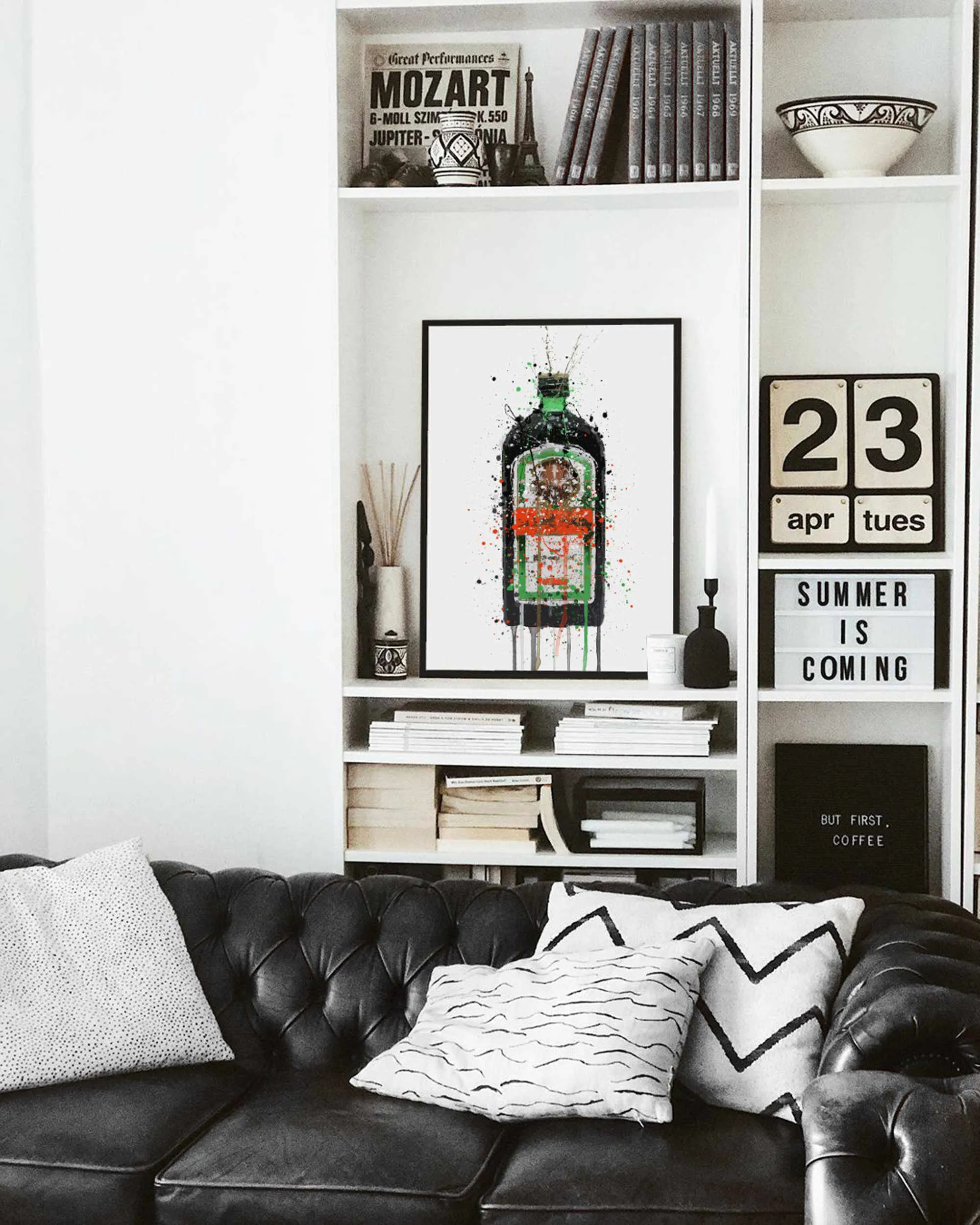 Liqueur Bottle Wall Art Print 'Green Ink'