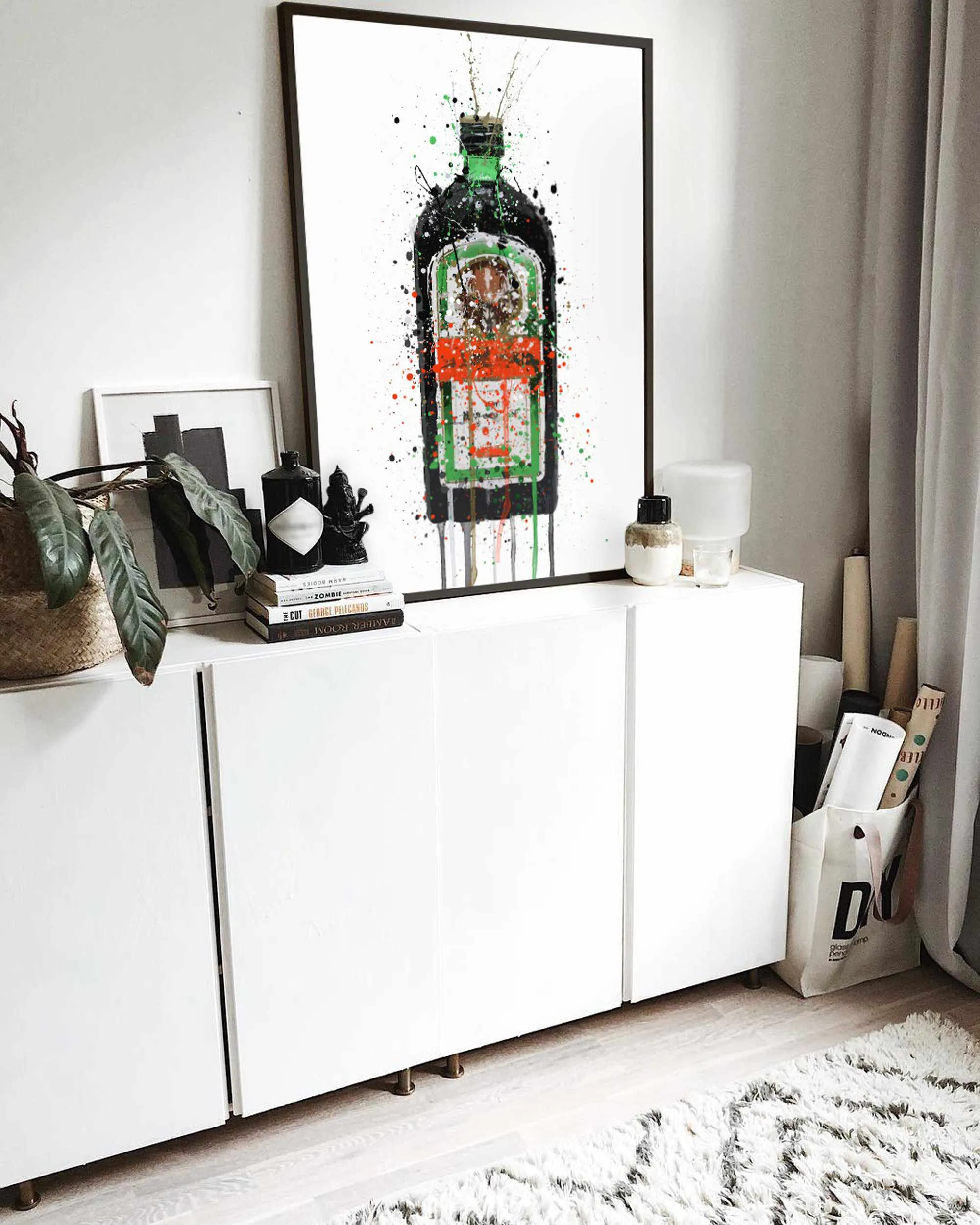 Liqueur Bottle Wall Art Print 'Green Ink'