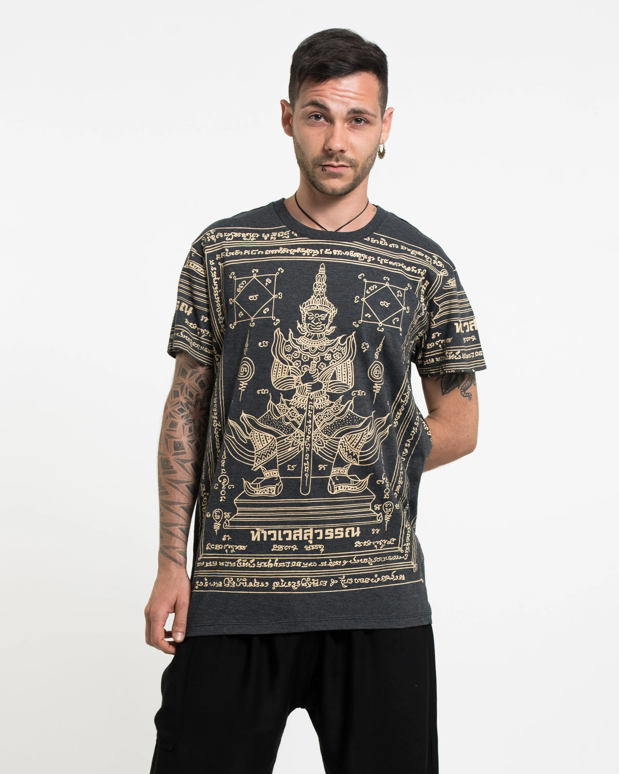 Mens Guardian Demon Tattoo T-Shirt in Black