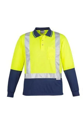 Mens Hi Vis Spliced Polo - Long Sleeve Shoulder Taped