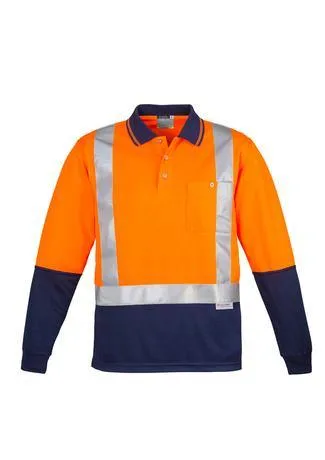 Mens Hi Vis Spliced Polo - Long Sleeve Shoulder Taped