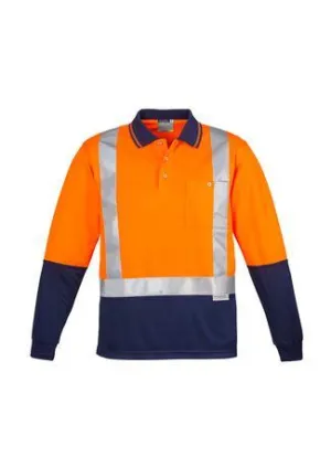 Mens Hi Vis Spliced Polo - Long Sleeve Shoulder Taped