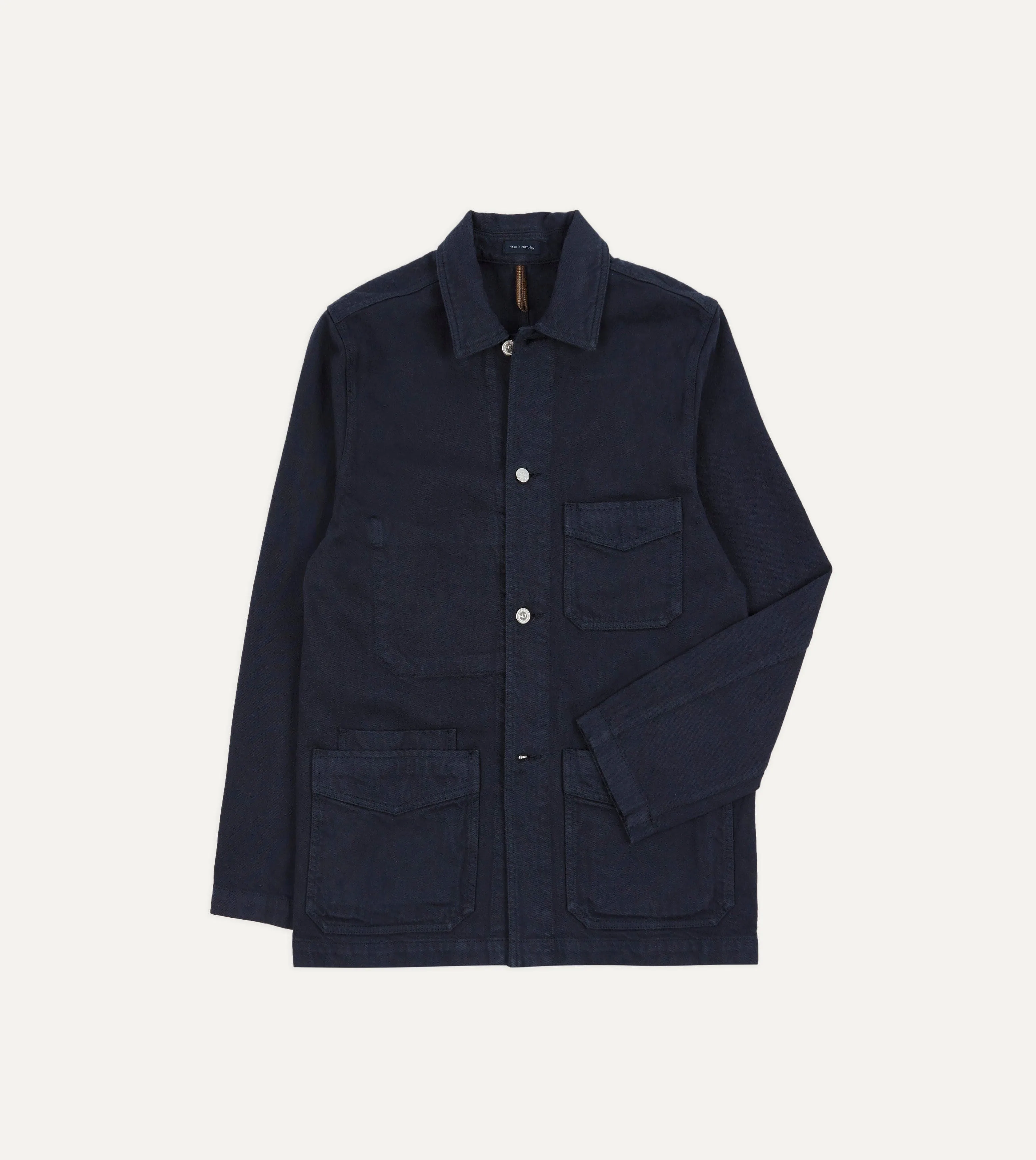 Navy Heavy Twill Cotton Five-Pocket Chore Jacket