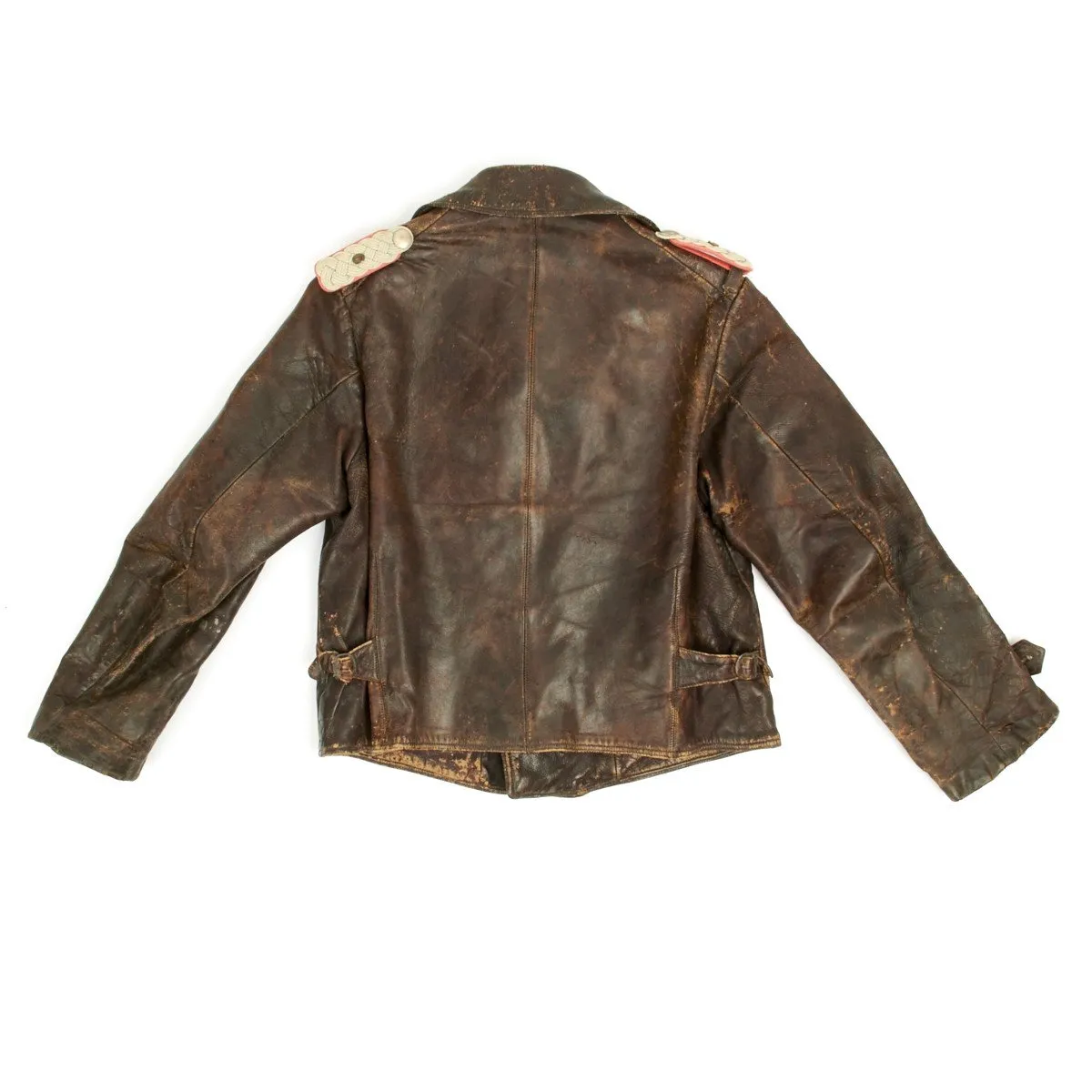 Original German WWII Officer Brown Leather 6th Panzer Division Wrap Jacket