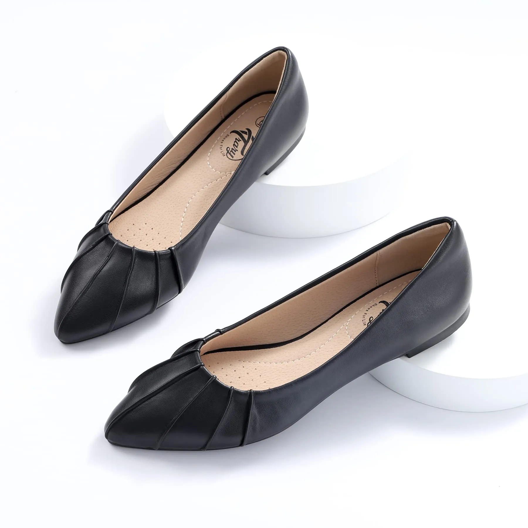 Pleated Pointed Toe Ballet Flat