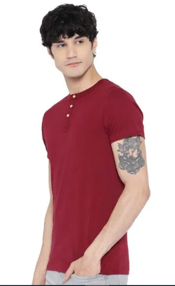 Regular Fit Men's Cotton Half Sleeve  Henley  T-Shirts (Pack Of 3) by LazyChunks