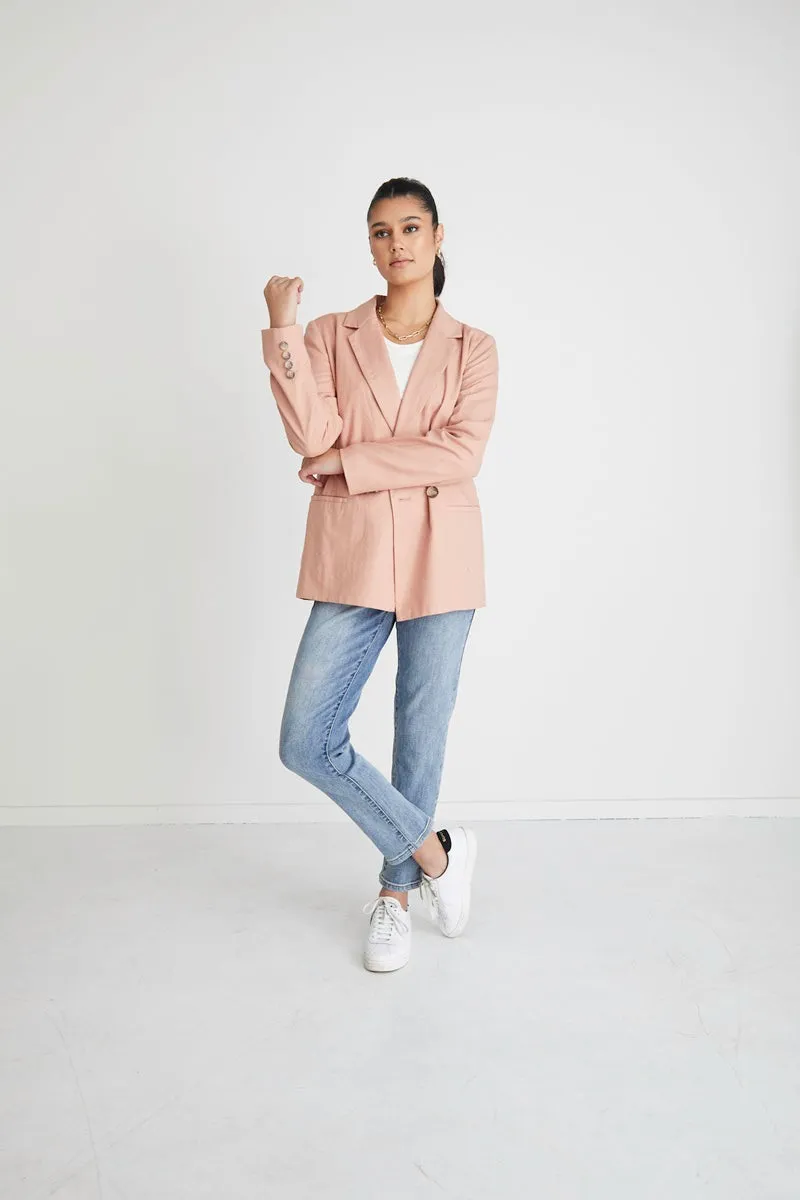 RE:UNION - Constant Blush Linen Blazer - Blush