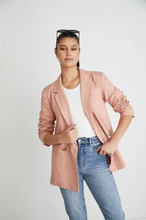 RE:UNION - Constant Blush Linen Blazer - Blush