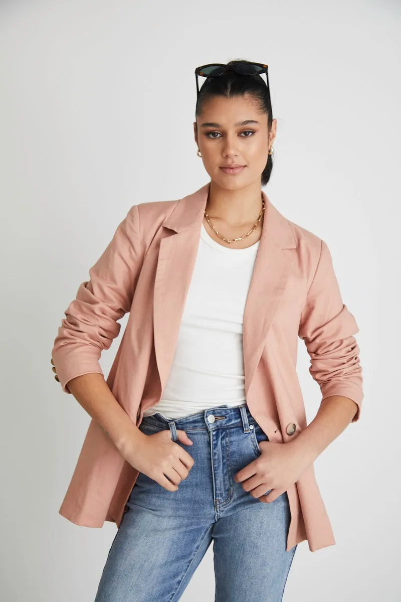 RE:UNION - Constant Blush Linen Blazer - Blush