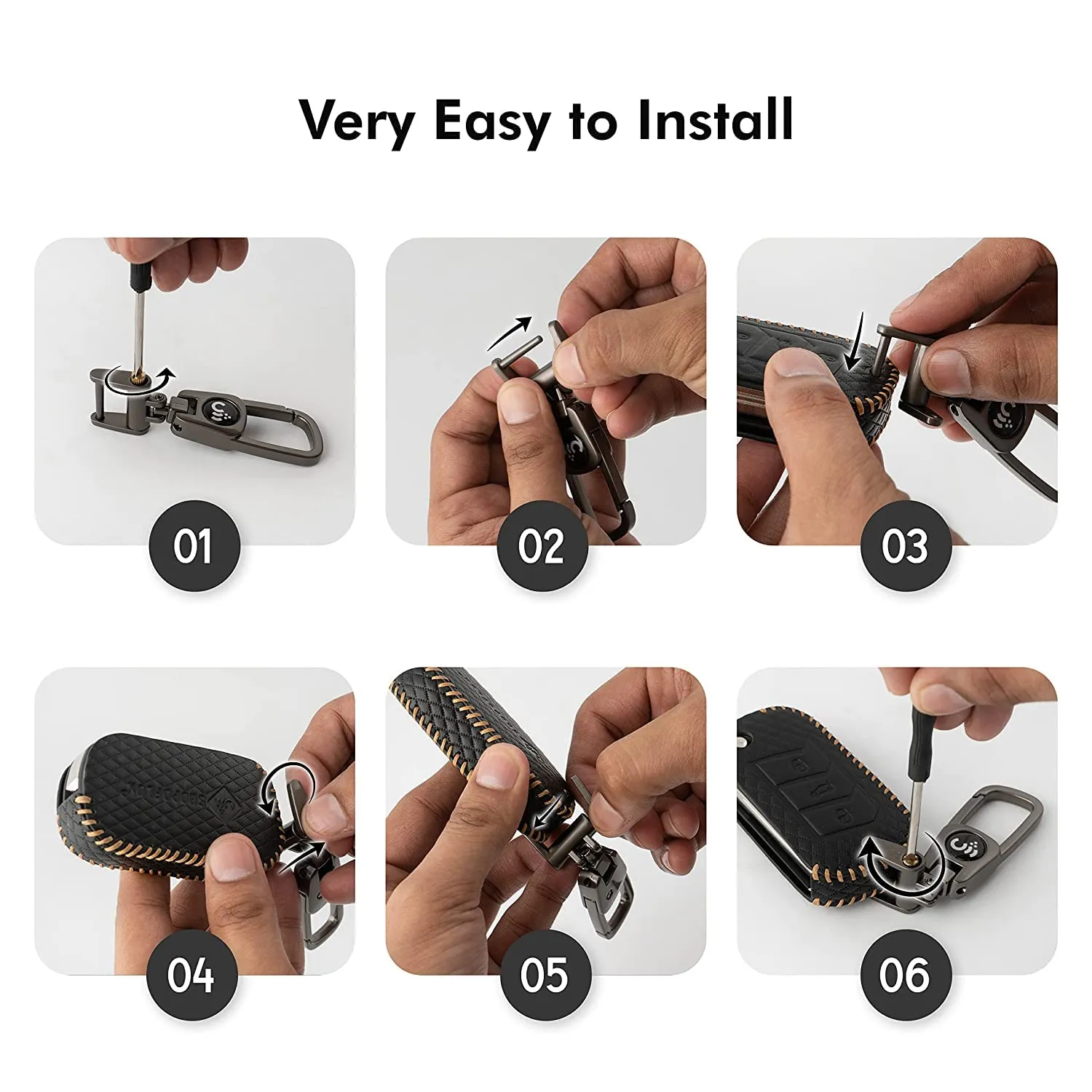 SHOPOFLUX leather Key Cover Compatible for Endeavour | Figo | Aspire | Freestyle Titanium 3 Button Smart Key - Black (Copy)