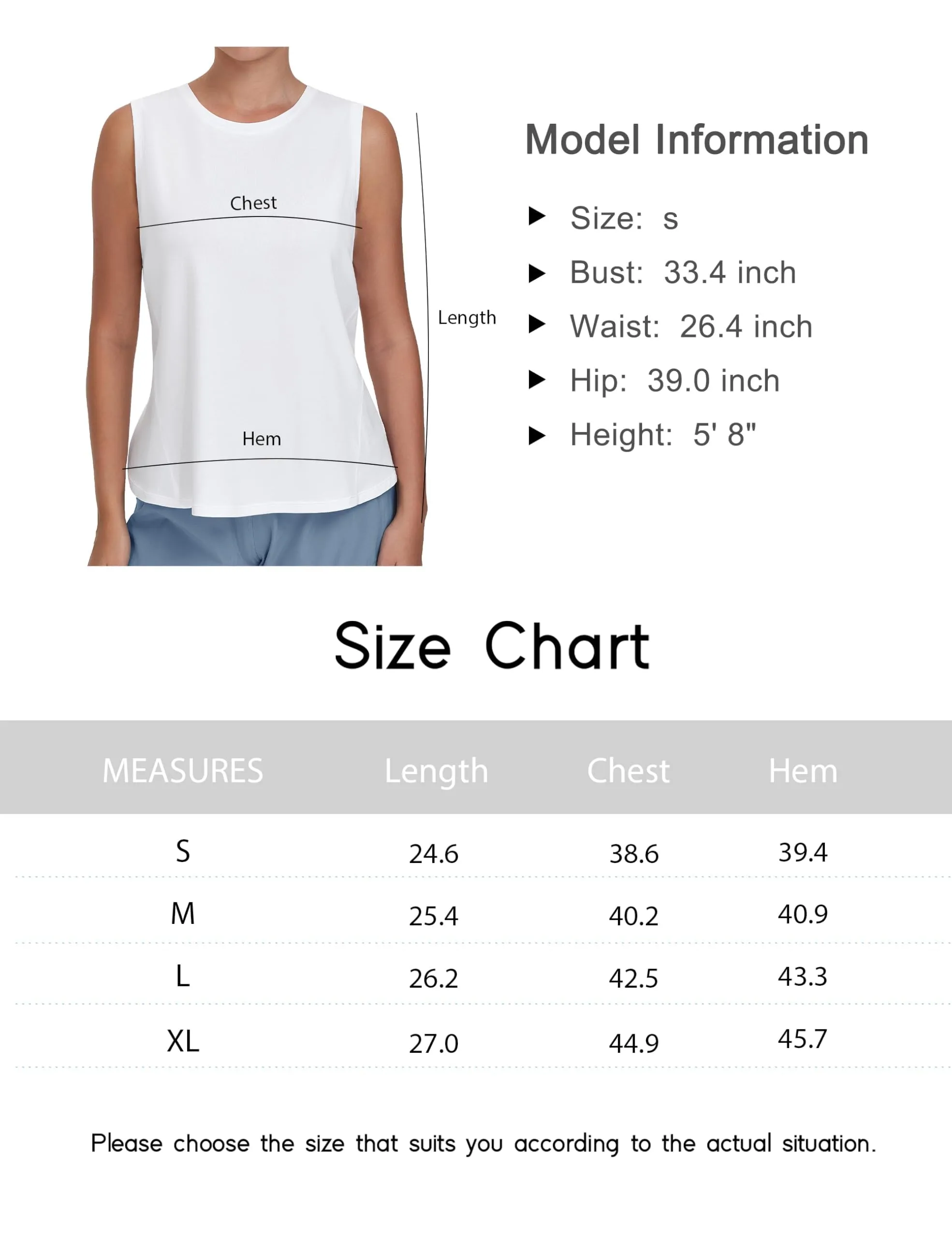 THE GYM PEOPLE Women's Workout Tank Tops Loose Fit Sleeveless Breathable Yoga Shirts with Side Slits White