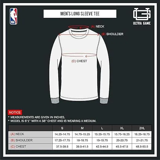 Ultra Game NBA Official Men’s Super Soft Supreme Long Sleeve T-Shirt - Unisex, Portland Trail Blazers, Heather Gray|Portland Trail Blazers