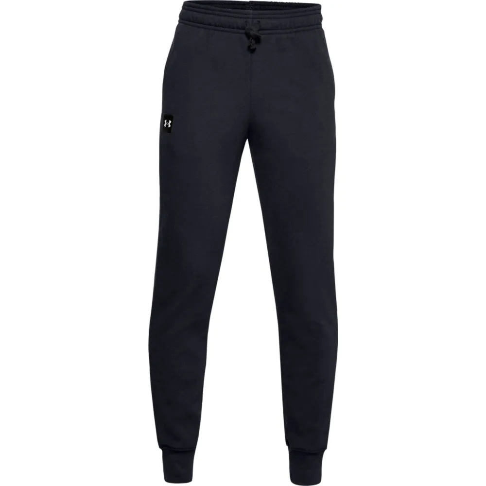 UNDER ARMOUR KIDS RIVAL FLEECE BLACK JOGGING PANTS