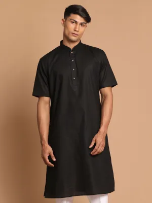 VASTRAMAY Men's Black Solid Kurta