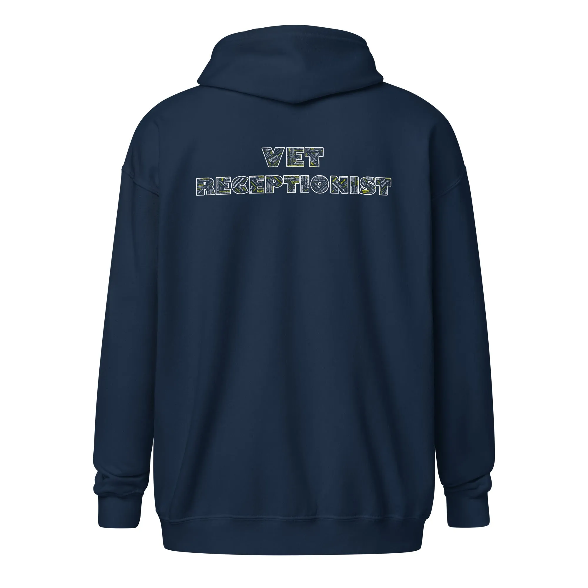 Vet Receptionist Typography Unisex Zip Hoodie