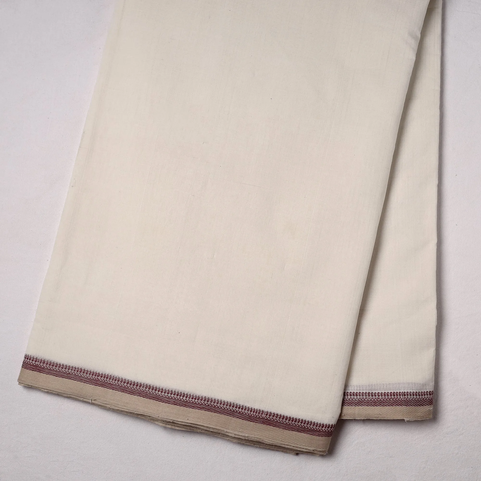 White - Handloom Mangalagiri Cotton Fabric with Thread Border 09