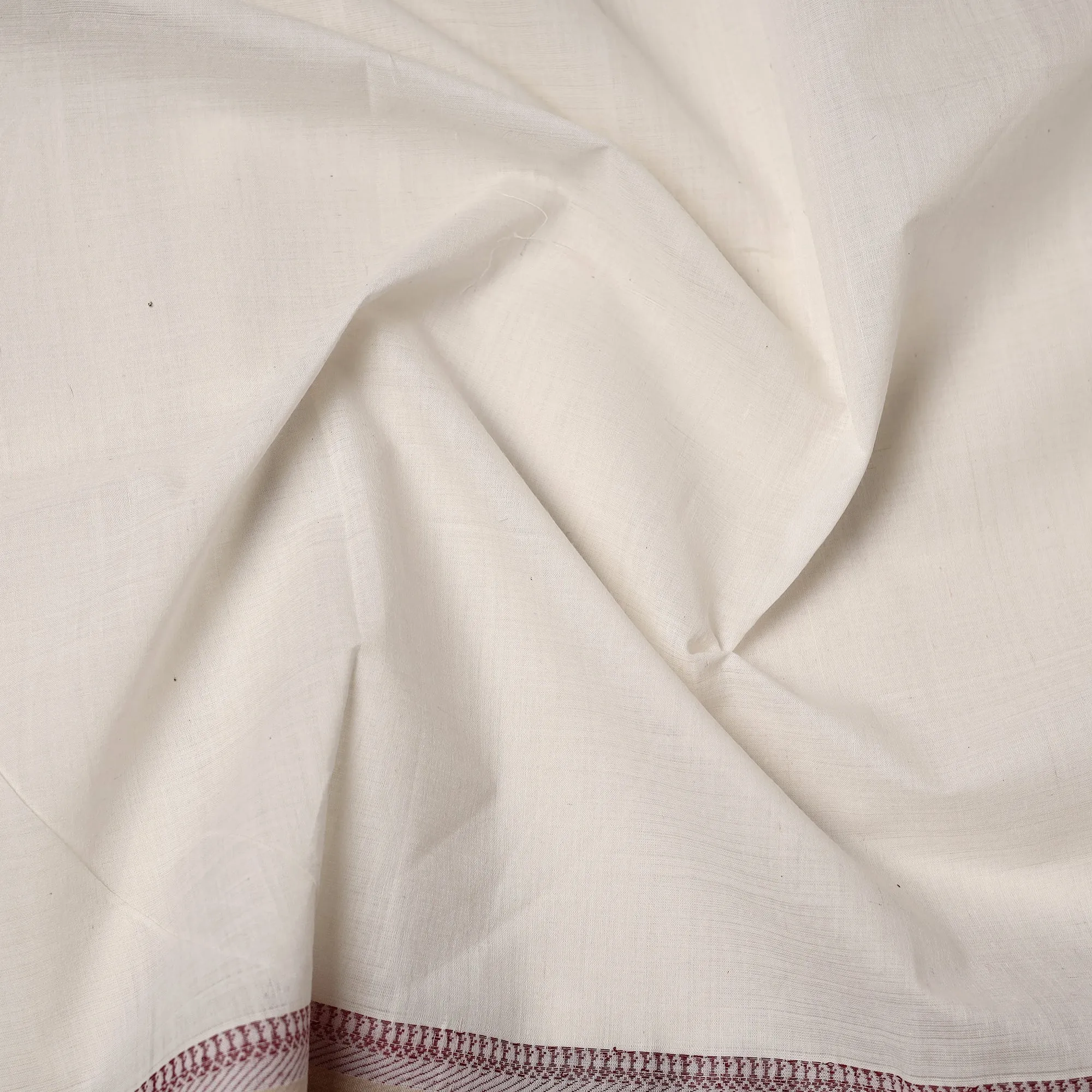 White - Handloom Mangalagiri Cotton Fabric with Thread Border 09