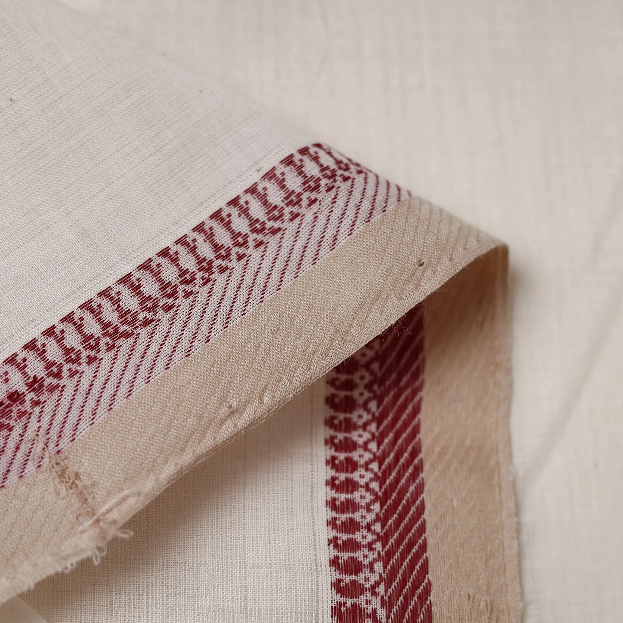 White - Handloom Mangalagiri Cotton Fabric with Thread Border 09