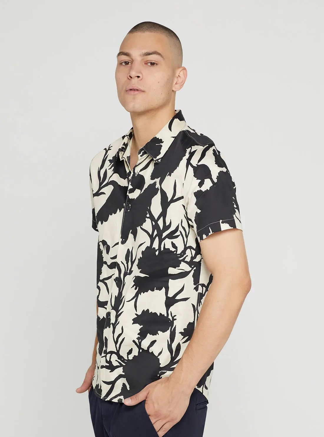 White Shadow Floral Print Shirt