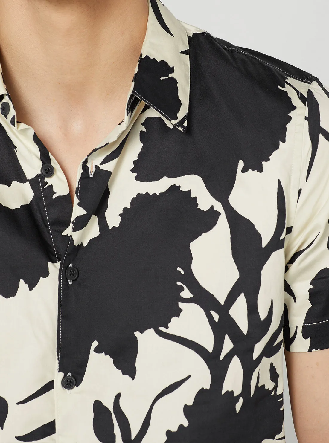 White Shadow Floral Print Shirt