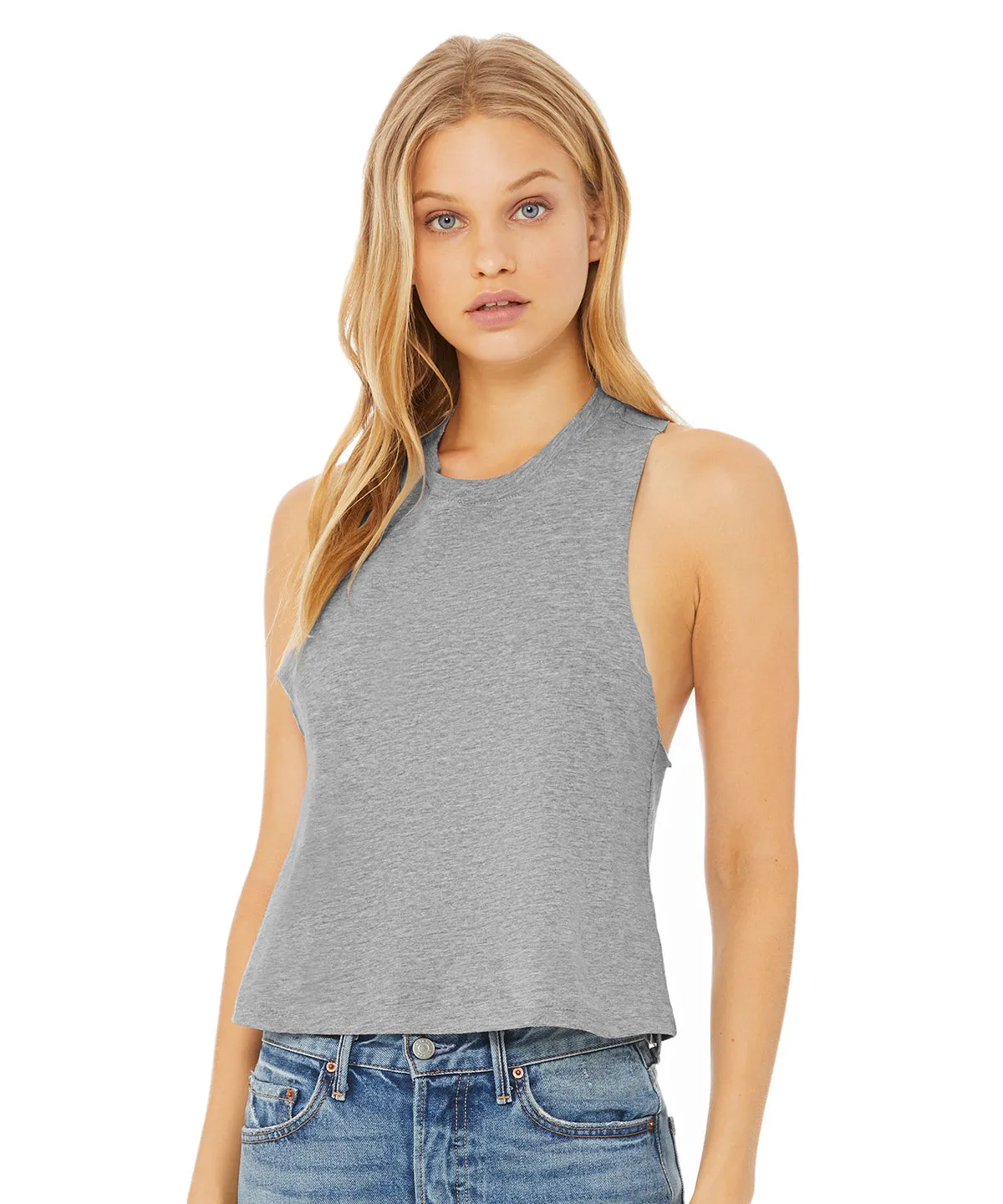 Womens racerback cropped tank | Solid White Blend